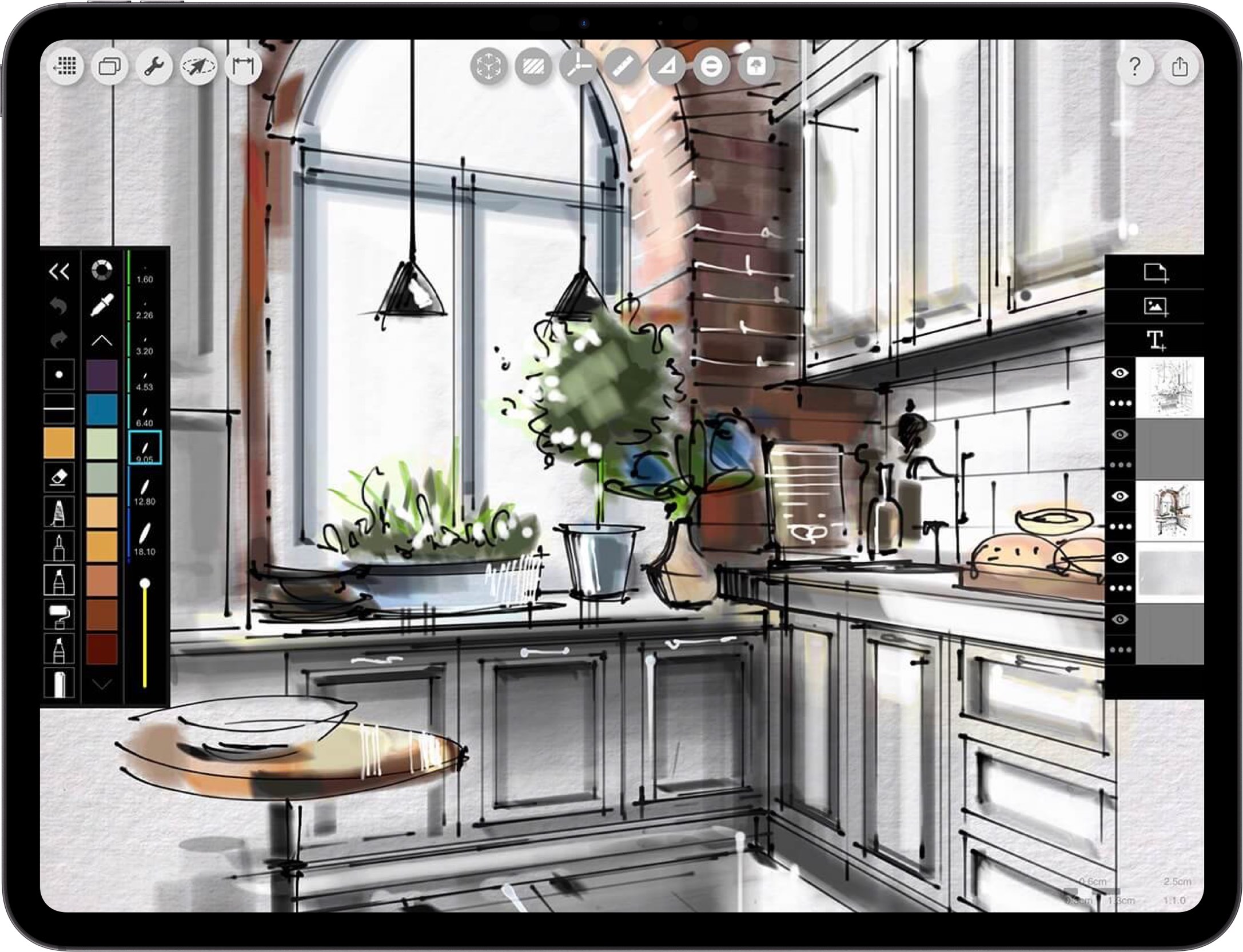 best App for architects _ iPad drawing for interior design _  kitchen sketch